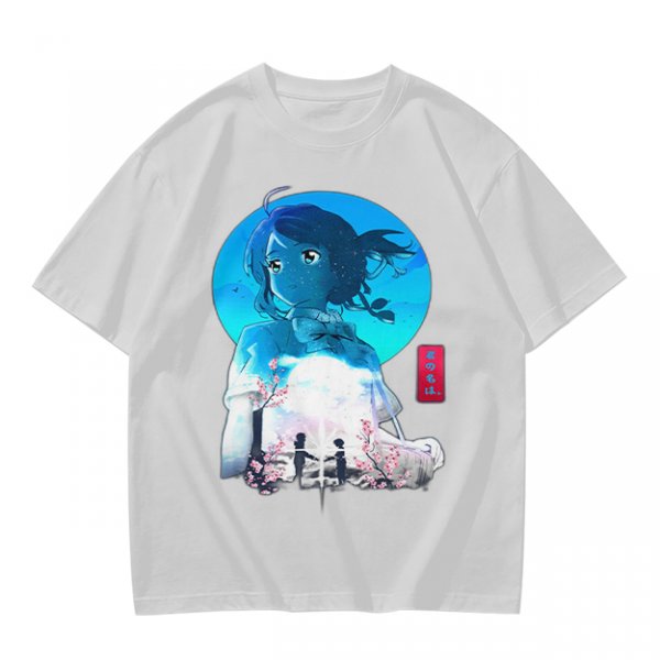 Anime girl cherry blossom scene graphic tee