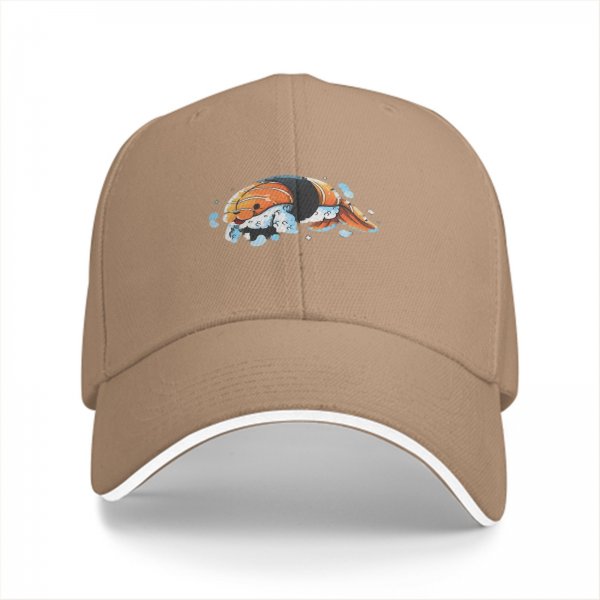 Black Baseball Cap With Cute Koi Fish Water Splash Artwork