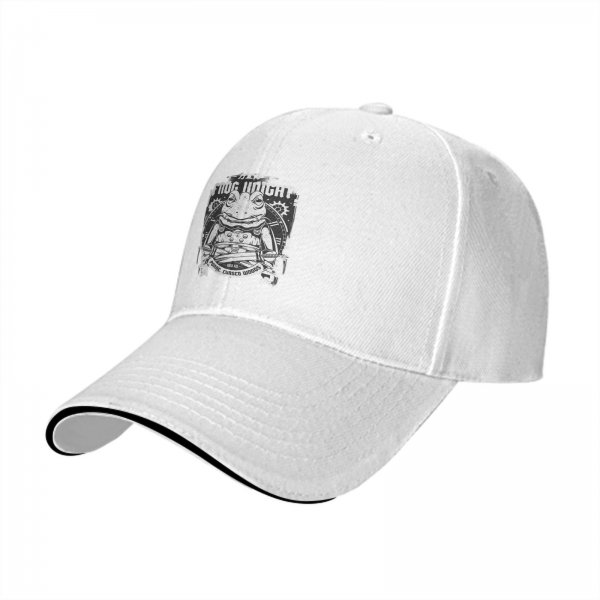Black Baseball Cap With Frog Knight Graphic Print