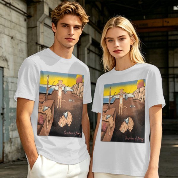Olive T-Shirt With Surreal Cat Art Print