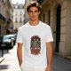 Olive t-shirt with devil call center graphic and 'Your Soul Is Very Important To Us' text