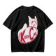 Olive green t-shirt with Kitty Cat graphic print