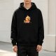 Black Hoodie With Grumpy Cartoon Duck Graphic Print