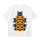 Olive Halloween T-Shirt with Stacked Jack-o'-Lanterns and Black Cats