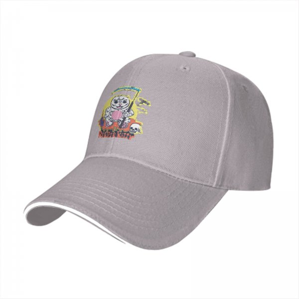 Black baseball cap with Reaper Kitty grim reaper cat graphic print