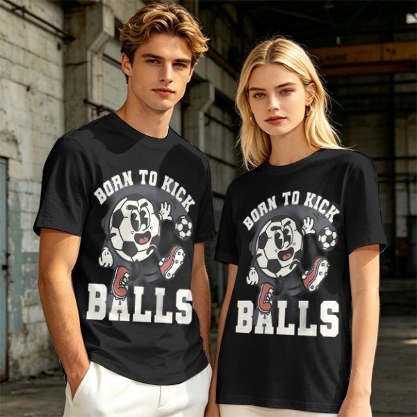 Olive Soccer Graphic T-Shirt with 'Born To Kick Balls' Print