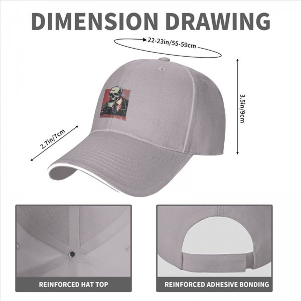 Black baseball cap with skeleton drinking coffee must drink coffee print