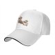 Black baseball cap with playful anthropomorphic coffee cups graphic