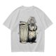 Olive Green T-Shirt With Raccoon Standing Next To Trash Can Graphic