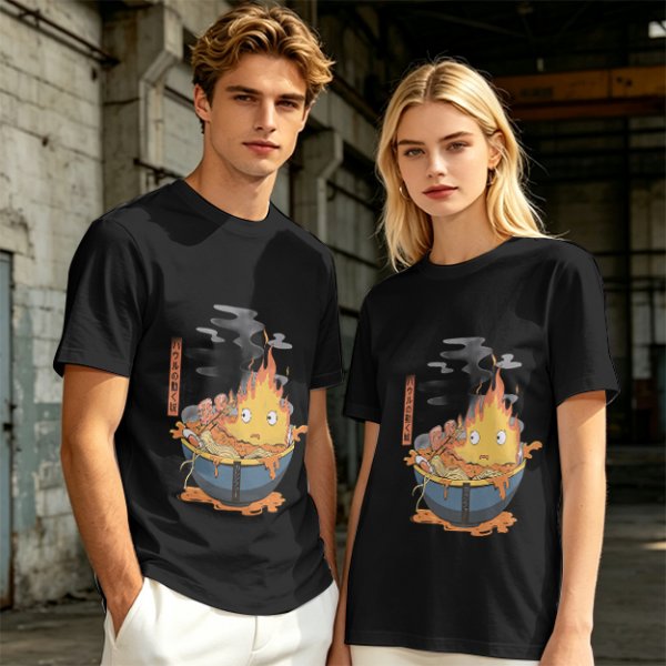 Howl's Moving Castle Calcifer Ramen Graphic T-Shirt