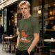 Olive T-shirt with Relaxed Cartoon Chili Pepper Wearing Sunglasses and Peppers Text