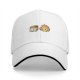 Black baseball cap with cute roasted marshmallow and fire graphic