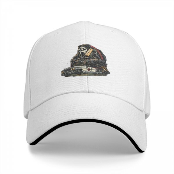 Black Baseball Cap With Ghostface Driving Car Horror Art Print