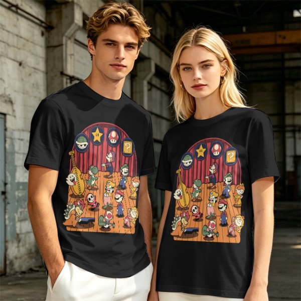 Nintendo Mario Characters Band Stage Graphic T-Shirt