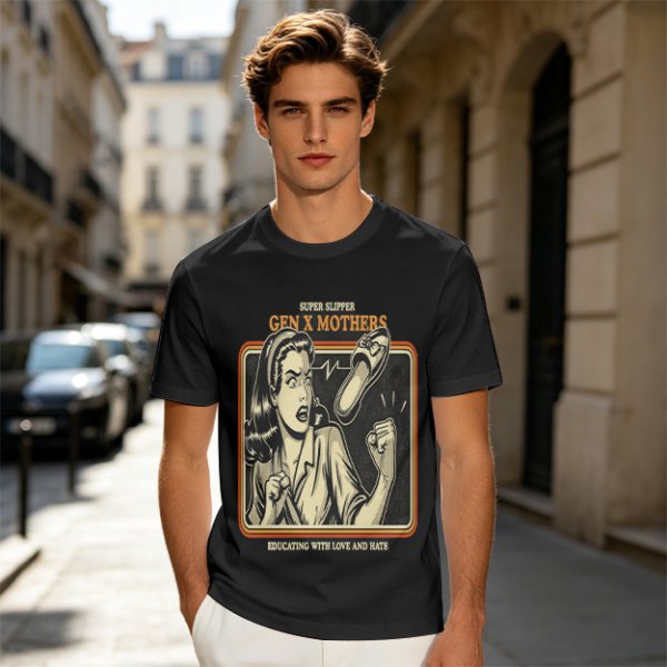 Gen X Mothers Super Slipper Funny Retro Graphic T-Shirt