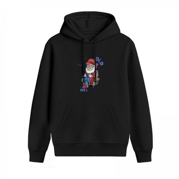 Black hoodie with old gamer Mario graphic print
