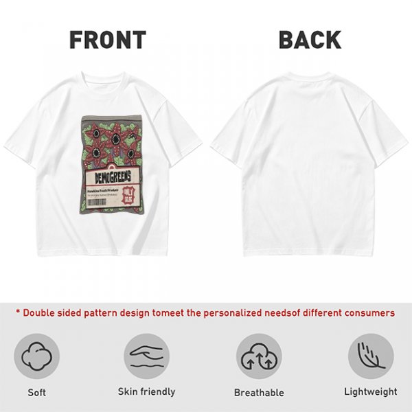 Olive Green T-Shirt With Demogorgon Vegetable Packet Print