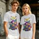 Olive T-shirt with Lego-style characters and 'Gonna Be Golden' print