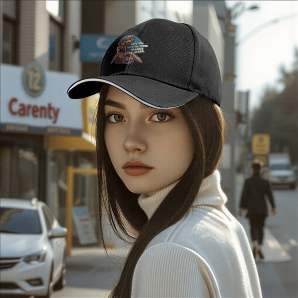 Black baseball cap with E.T. 'Get Me Out Of This Planet ASAP' print