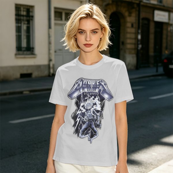 One Piece Monkey D. Luffy Gear 5 Metal Rock Style Graphic T-Shirt