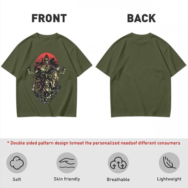 Olive T-Shirt With Dark Fantasy Villain Character Art Print