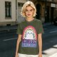 Olive graphic t-shirt with a white cat and 'I hate everyone equally' print