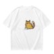 Olive Green T-Shirt With Grumpy Orange Tabby Cat Graphic