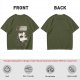 Olive T-Shirt With Cat Body Language Illustrations