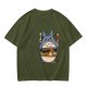 Olive T-shirt with Totoro ramen bowl graphic print