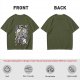Olive Anime Graphic T-Shirt With Fist And Lightning Artwork