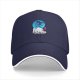 Black Baseball Cap With Anime Girl Blue Circle Art Print