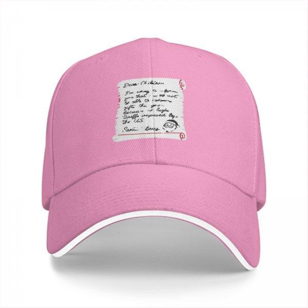 Black baseball cap with funny Santa note print about gift delays