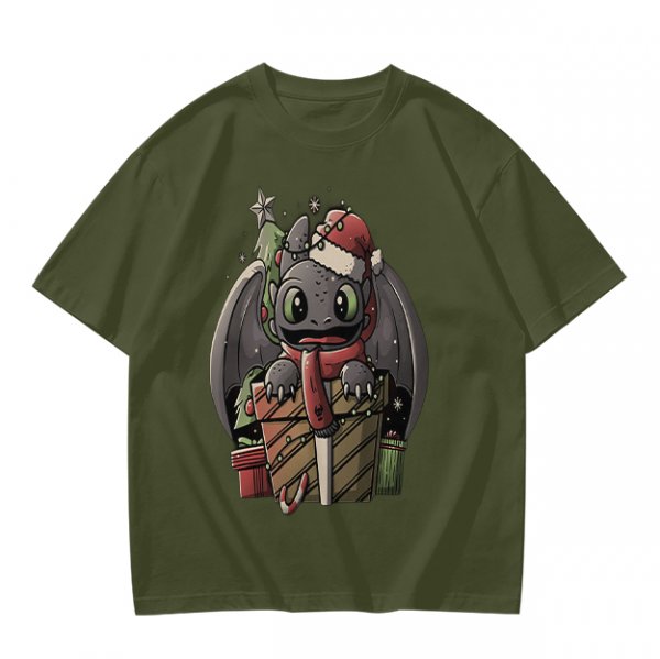 Christmas Toothless Dragon T-Shirt with Holiday Gifts and Decor