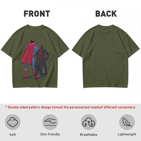 Olive T-shirt with Superman Laser Eyes Art Print
