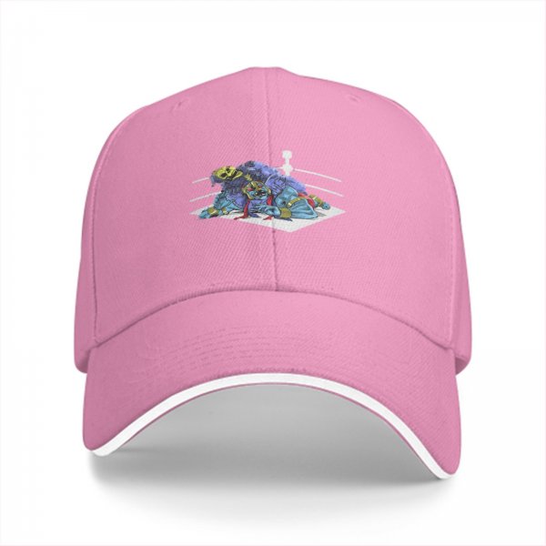 Black Baseball Cap With Wrestling Ring Graphic Print