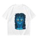 Olive T-shirt with Glowing Blue Cheshire Cat Graphic