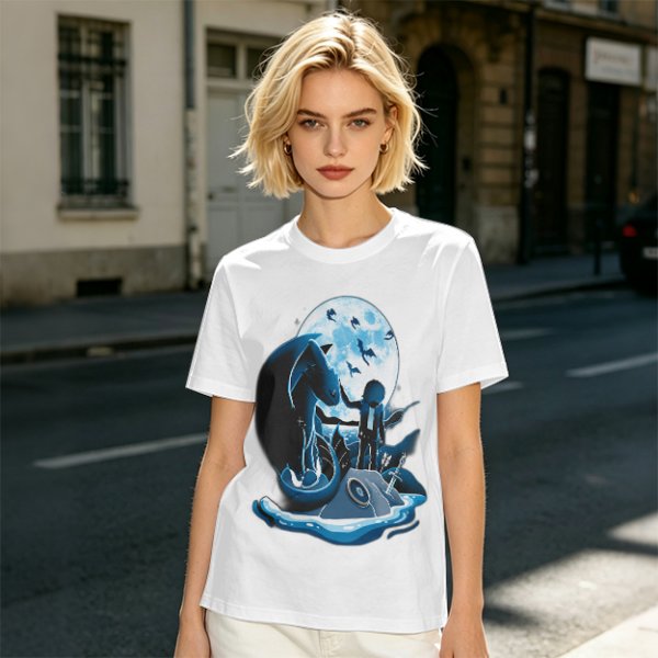Olive T-Shirt With Dragon Rider Moonlit Fantasy Art Print