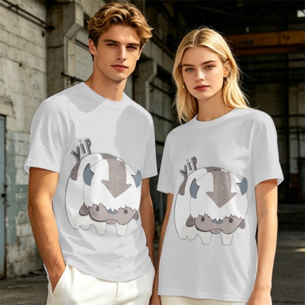 Olive green t-shirt with cute Appa the sky bison print