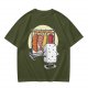 Olive T-Shirt With Funny Sushi Laundry Rack Graphic