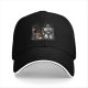 Black Baseball Cap With Robot And Mushroom Graphic Print