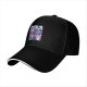 Black baseball cap with cute anime-style graphic print