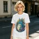 Olive T-Shirt with Whimsical Forest Spirit and Butterfly Print