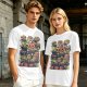 Olive T-Shirt With Halloween Themed Food And Pumpkin Cat Print