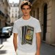 Olive T-Shirt with Retro Uno Wild Draw Four Card Graphic