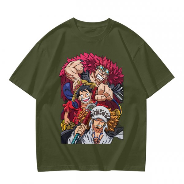 One Piece Straw Hat Luffy, Kid and Law Graphic Print T-Shirt
