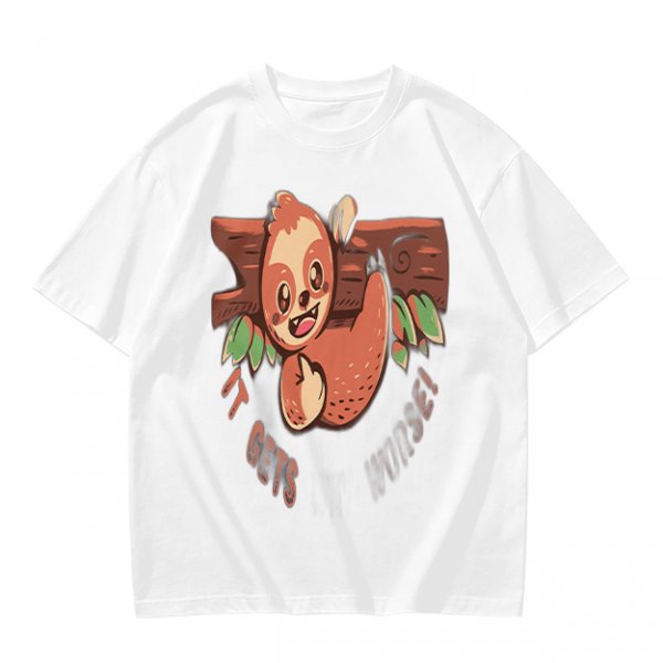 Olive T-Shirt with Cute Sloth 'It Gets Better' Graphic Print