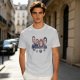 Olive T-shirt with Cartoon Group of Four People and Bowls Print