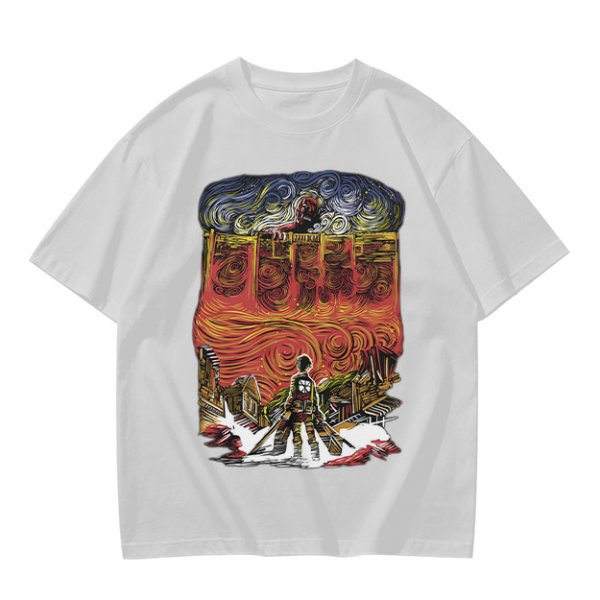 Olive T-shirt with Artistic Swirling Scene Print Featuring a Silhouetted Figure