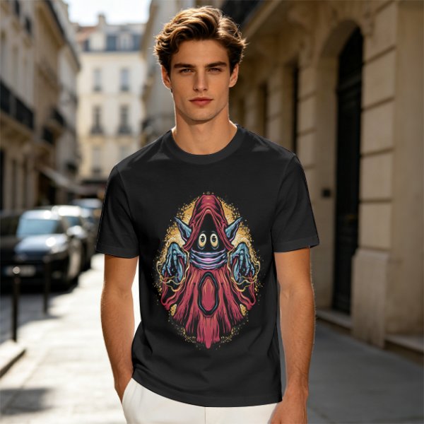 Orc-like magical creature graphic olive green t-shirt
