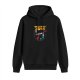 Black hoodie with retro pew pew fighters space gun graphic